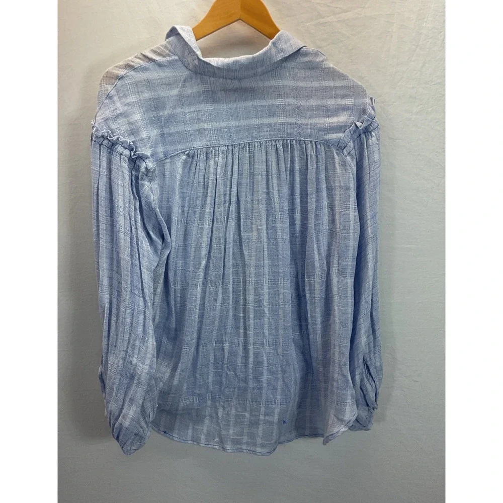 Free People Headed To The Highlands Button-Front Top‎ blue size XS Casual airy
